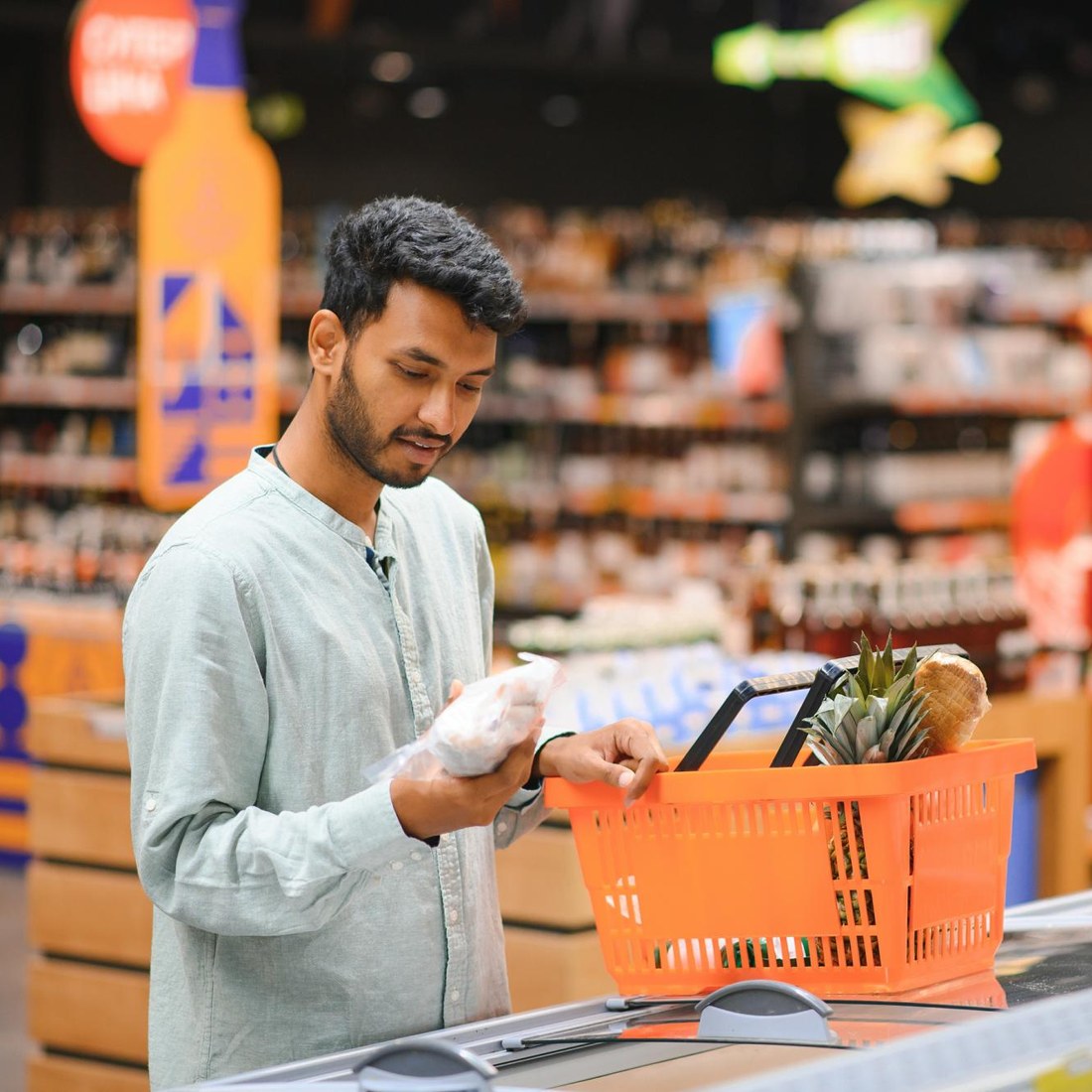 Illustrative: an FMCG trading and distribution business, stocked retail aisle